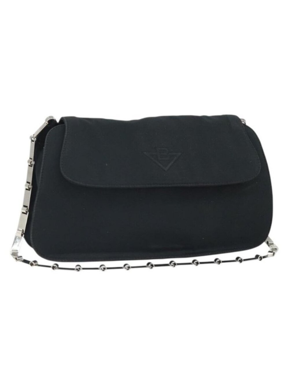 Authentic BOTTEGA VENETA Shoulder Bag Nylon Black Silver